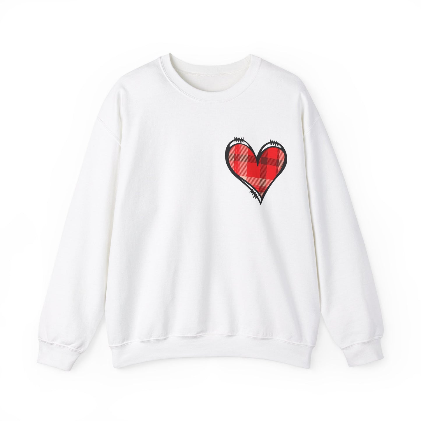 Plaid Heart Love Pullover – Unisex Valentine's Sweater for Him or Her