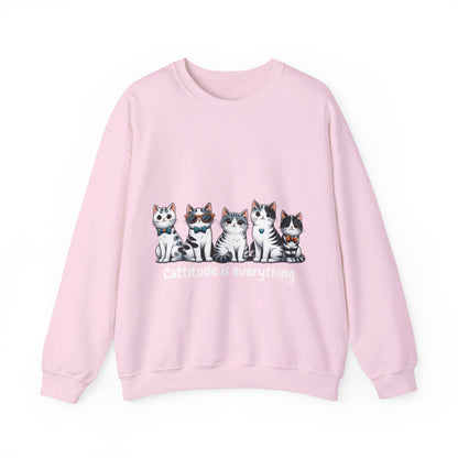 Catitude Is Everything” Unisex Sweater – Cute Cat Graphic Jumper