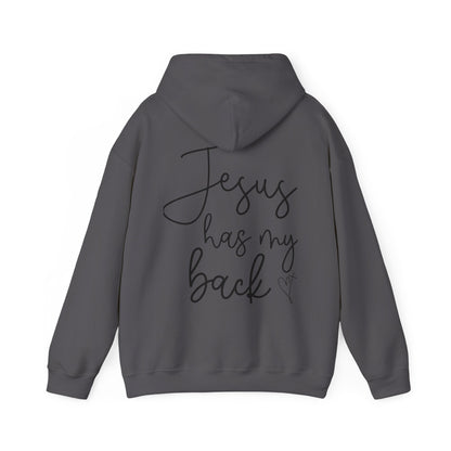 Jesus Has My Back” Unisex Hoodie – Faith-Inspired Comfort