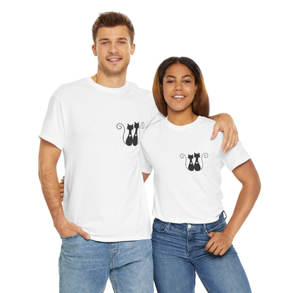 Two Cats Heart T-Shirt – Cute Unisex Cat Lover Tee