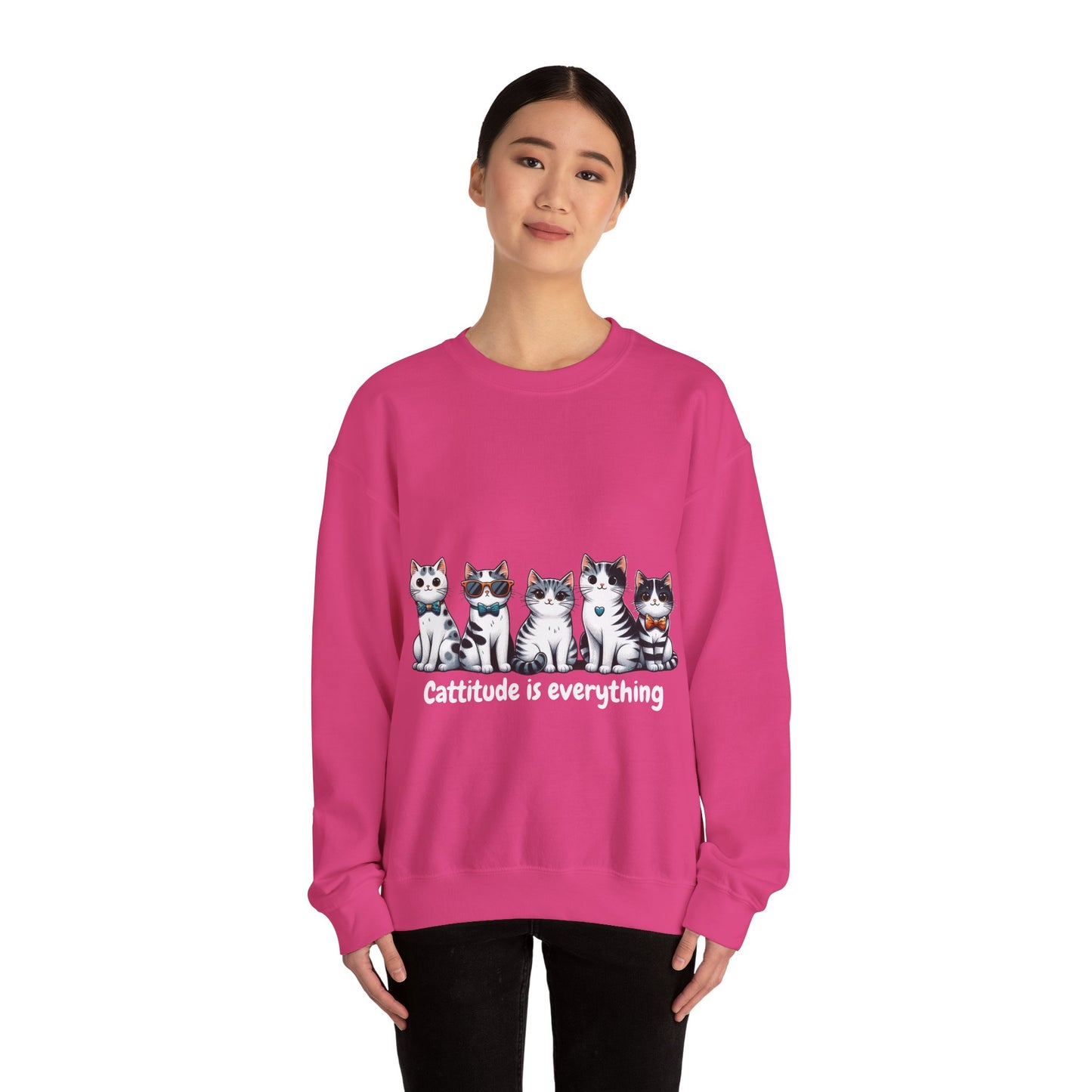 Catitude Is Everything” Unisex Sweater – Cute Cat Graphic Jumper