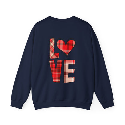 Plaid Heart Love Pullover – Unisex Valentine's Sweater for Him or Her