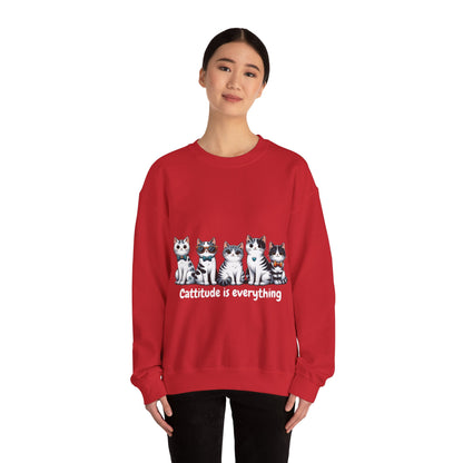 Catitude Is Everything” Unisex Sweater – Cute Cat Graphic Jumper