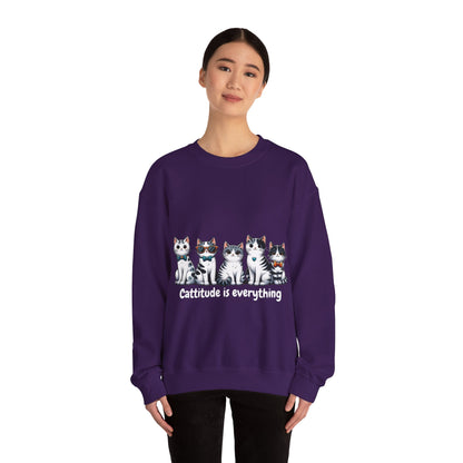 Catitude Is Everything” Unisex Sweater – Cute Cat Graphic Jumper