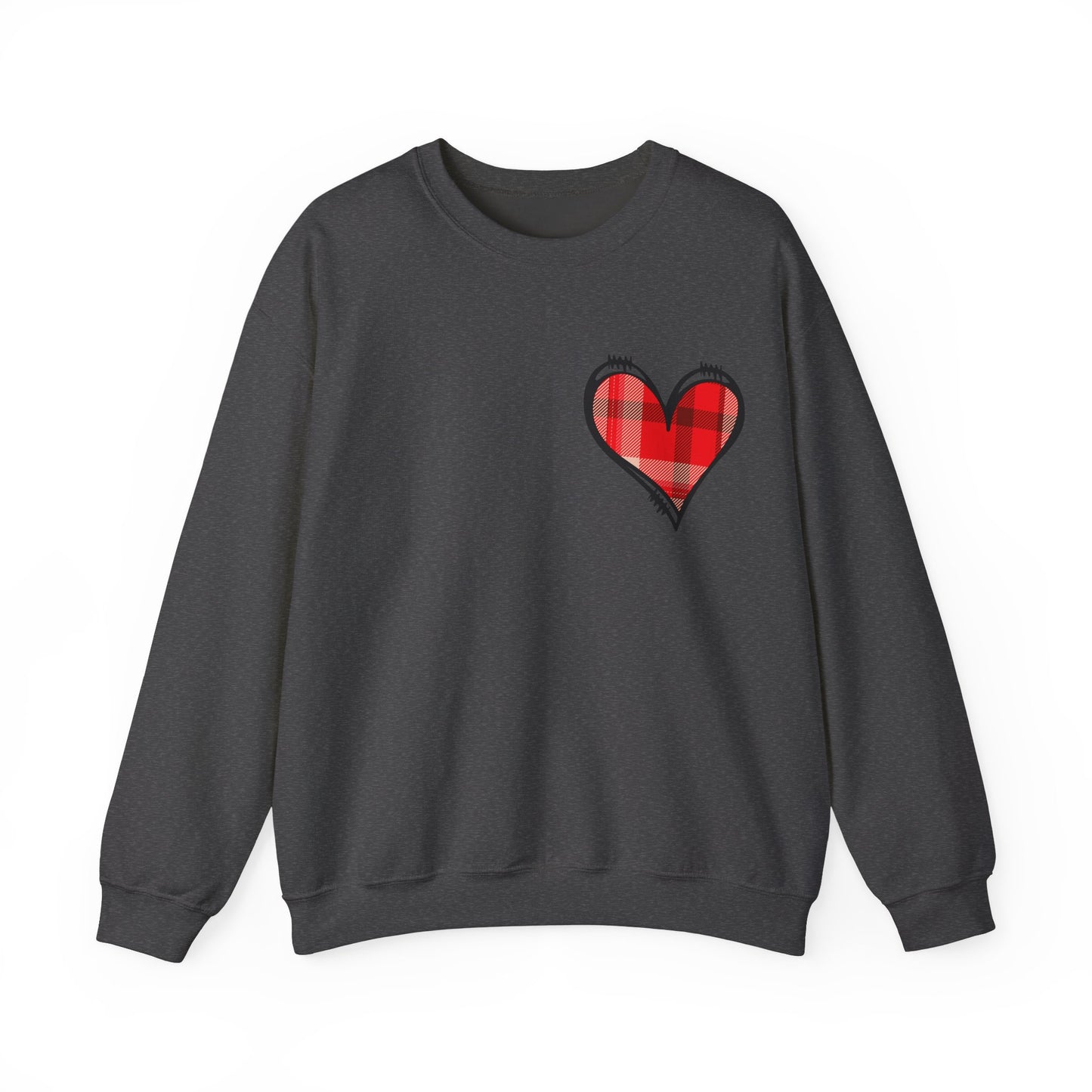 Plaid Heart Love Pullover – Unisex Valentine's Sweater for Him or Her