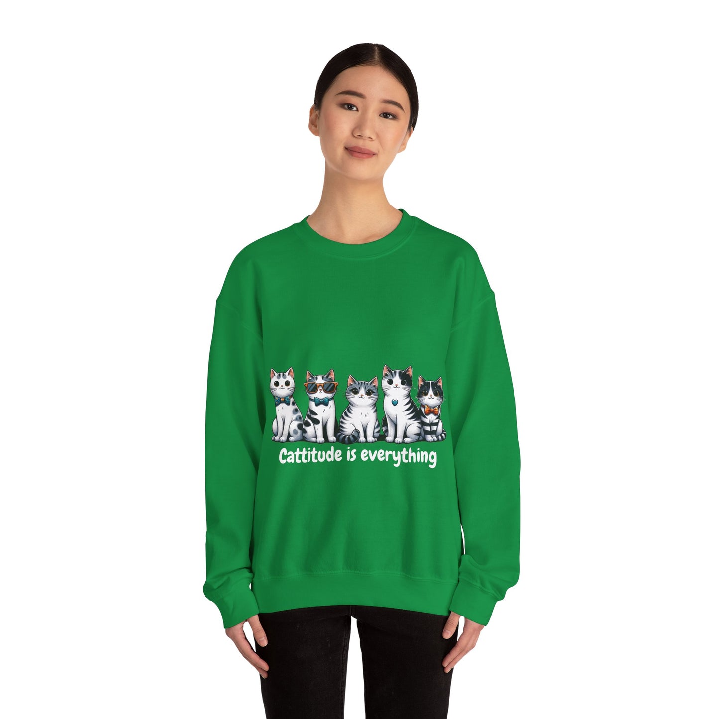 Catitude Is Everything” Unisex Sweater – Cute Cat Graphic Jumper