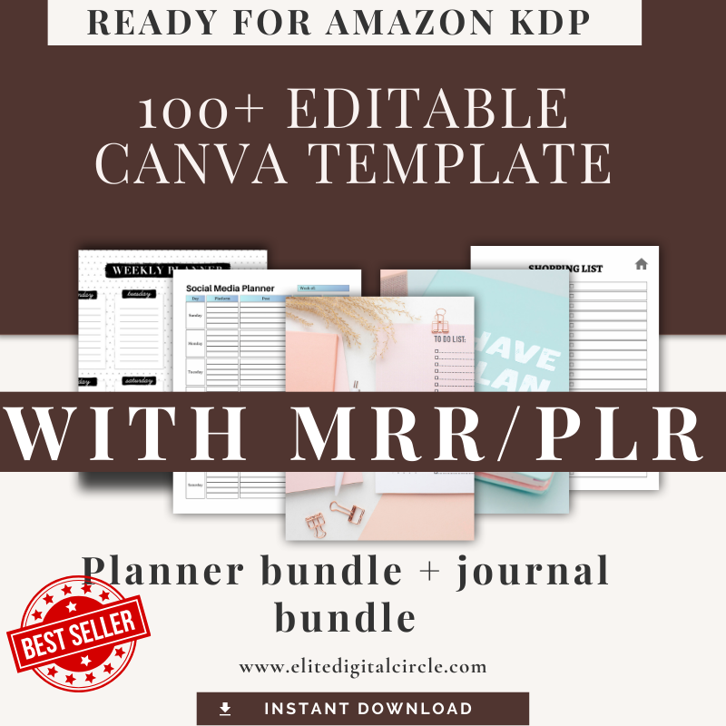 100+ Editable Canva Templates for 2025 | KDP Planner & Journal Bundle | Instant Download | PLR/MRR