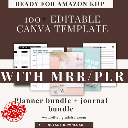 100+ Editable Canva Templates for 2025 | KDP Planner & Journal Bundle | Instant Download | PLR/MRR