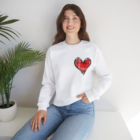 Plaid Heart Love Pullover – Unisex Valentine's Sweater for Him or Her