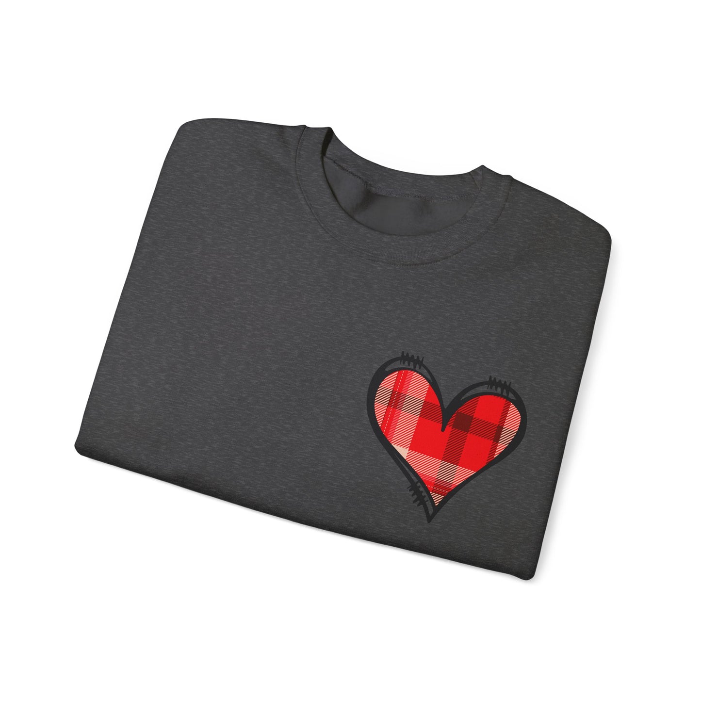 Plaid Heart Love Pullover – Unisex Valentine's Sweater for Him or Her