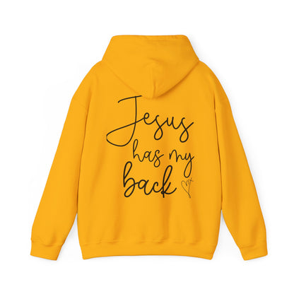 Jesus Has My Back” Unisex Hoodie – Faith-Inspired Comfort