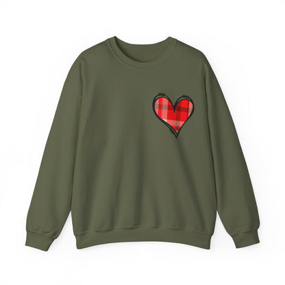 Plaid Heart Love Pullover – Unisex Valentine's Sweater for Him or Her