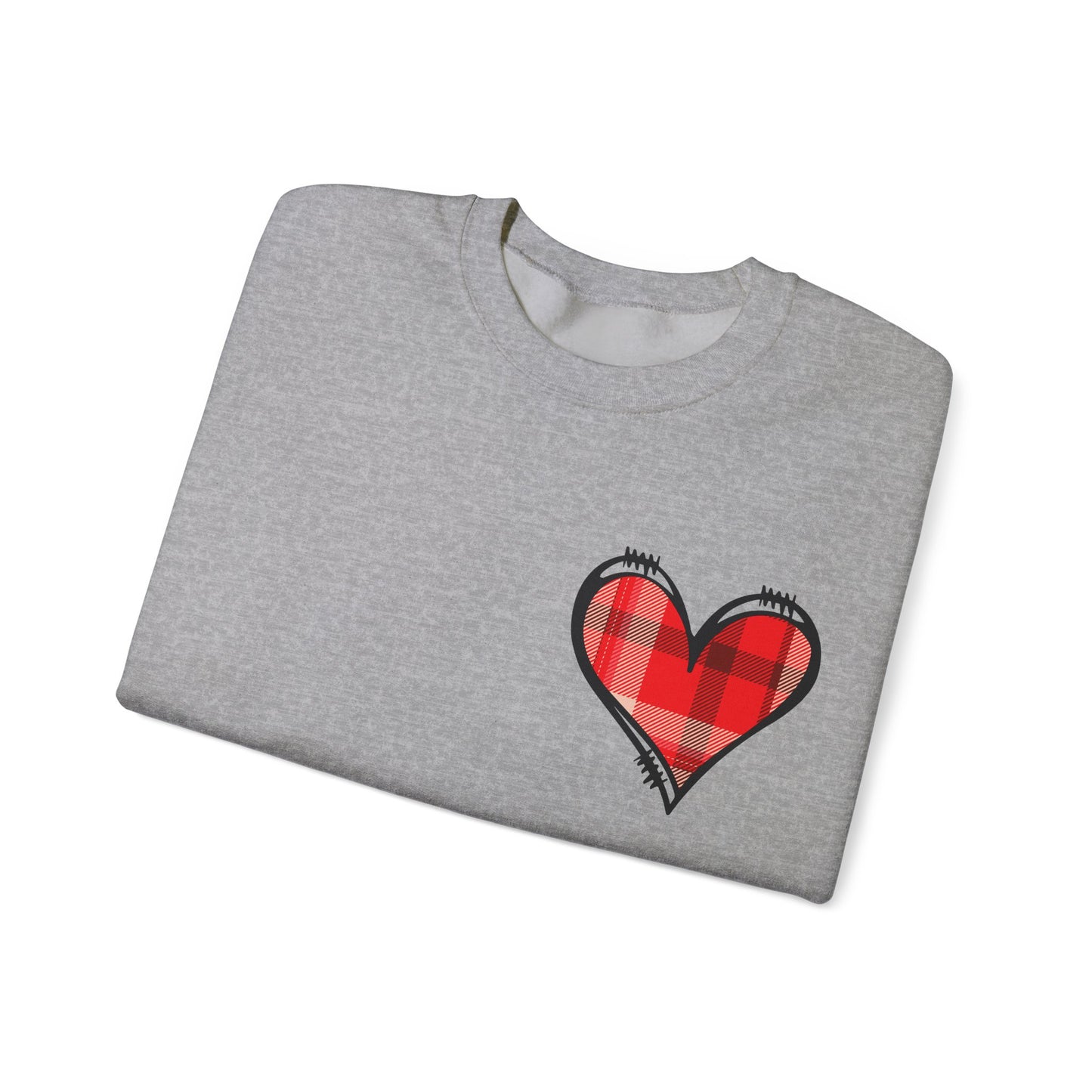 Plaid Heart Love Pullover – Unisex Valentine's Sweater for Him or Her