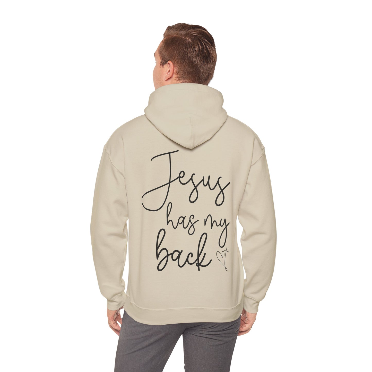 Jesus Has My Back” Unisex Hoodie – Faith-Inspired Comfort