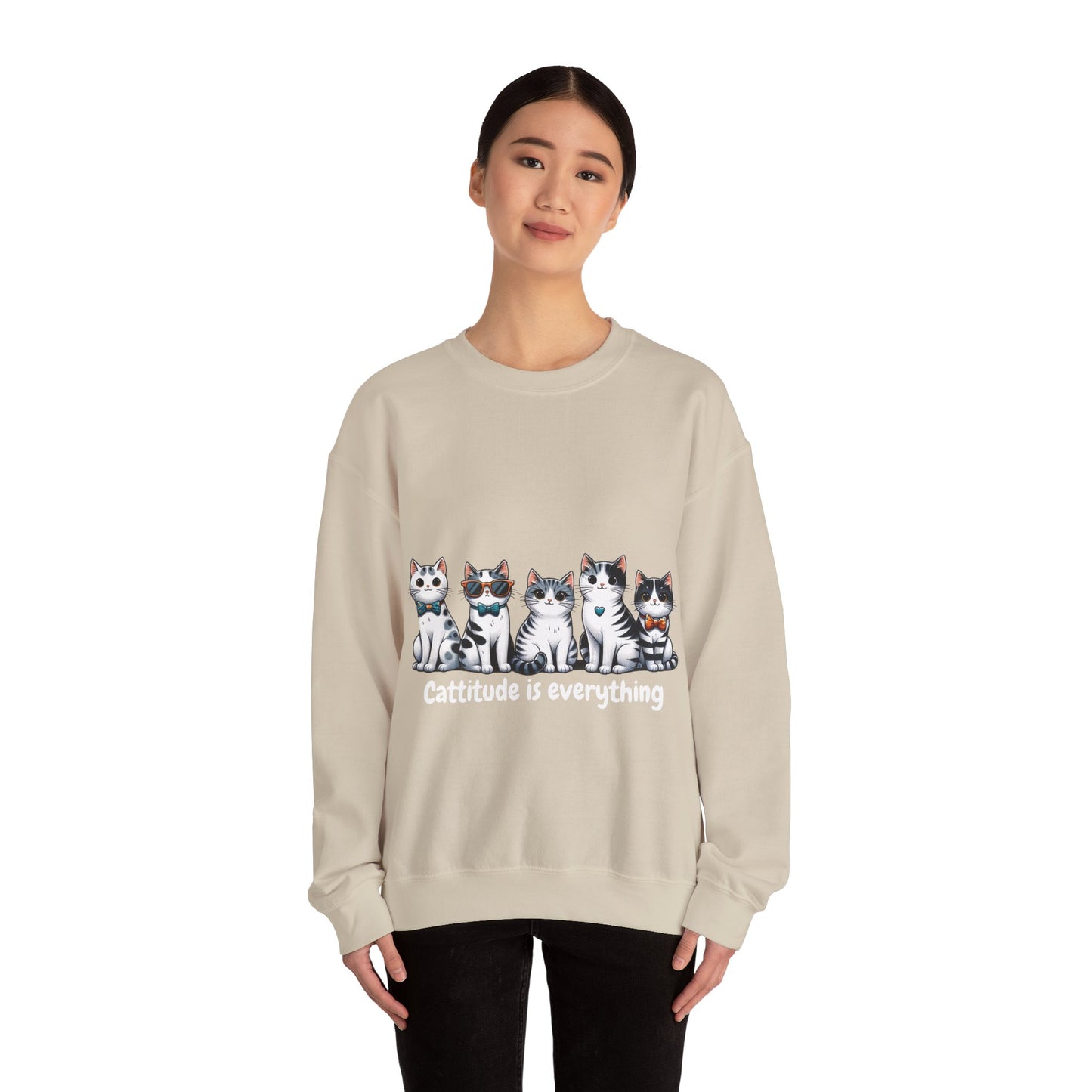 Catitude Is Everything” Unisex Sweater – Cute Cat Graphic Jumper