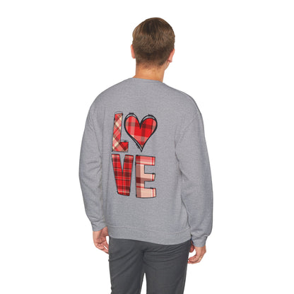 Plaid Heart Love Pullover – Unisex Valentine's Sweater for Him or Her