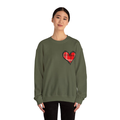 Plaid Heart Love Pullover – Unisex Valentine's Sweater for Him or Her