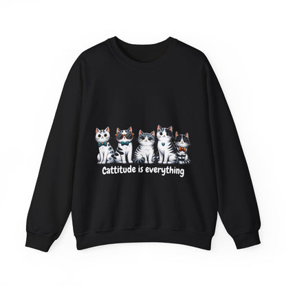 Catitude Is Everything” Unisex Sweater – Cute Cat Graphic Jumper