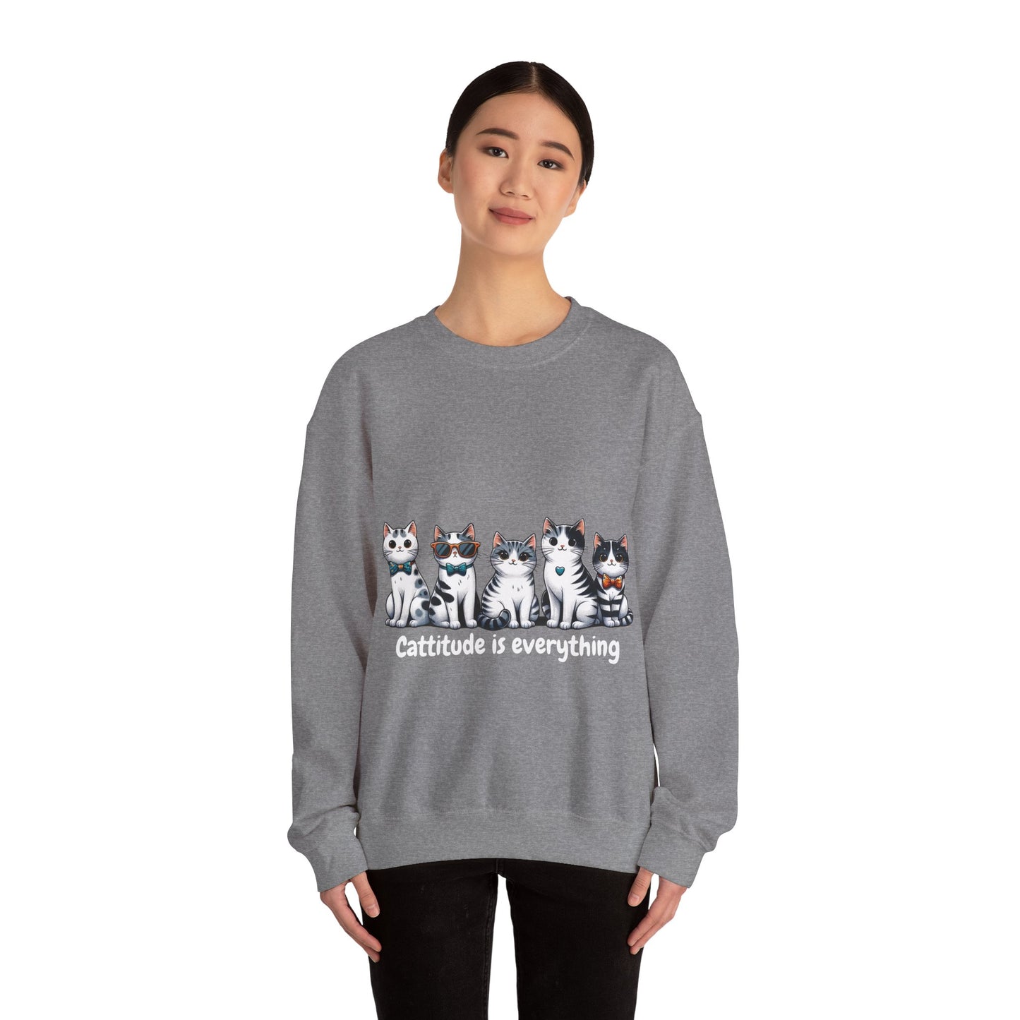 Catitude Is Everything” Unisex Sweater – Cute Cat Graphic Jumper