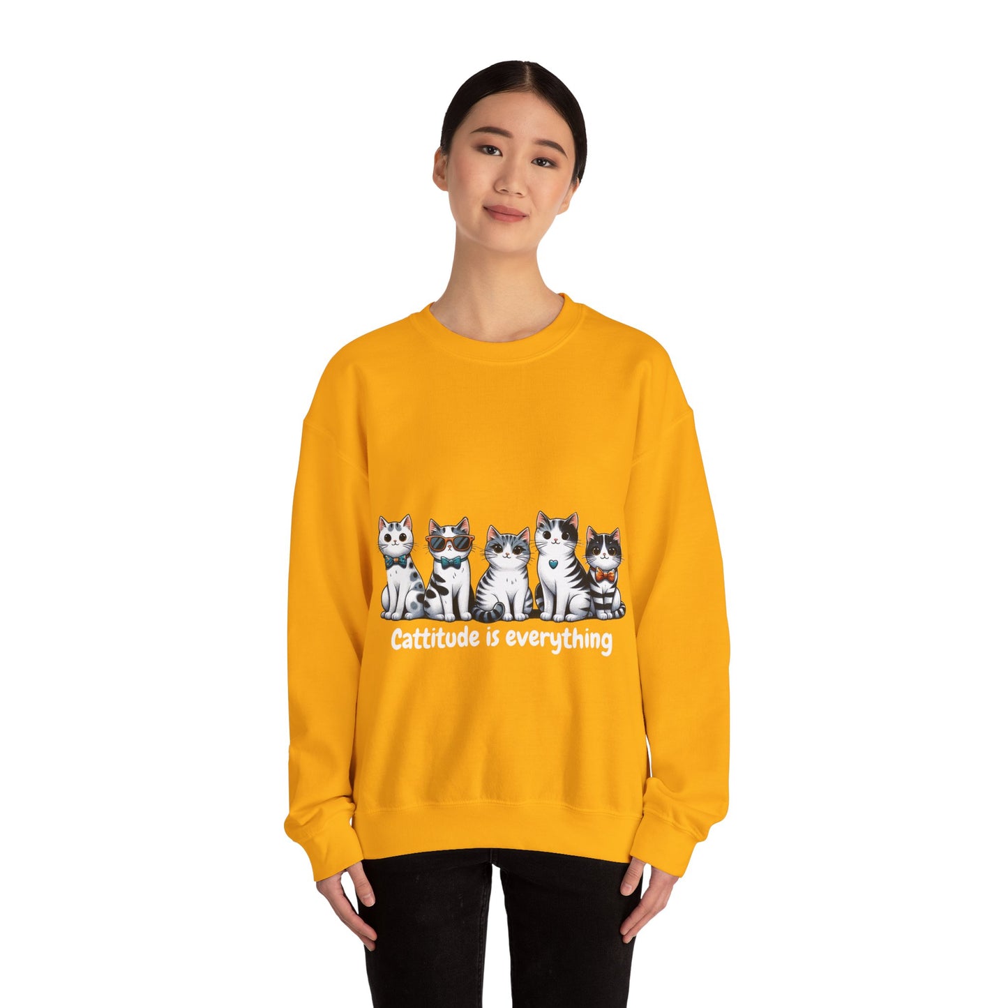 Catitude Is Everything” Unisex Sweater – Cute Cat Graphic Jumper