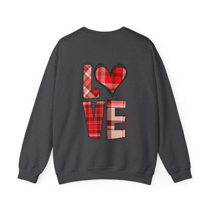 Plaid Heart Love Pullover – Unisex Valentine's Sweater for Him or Her