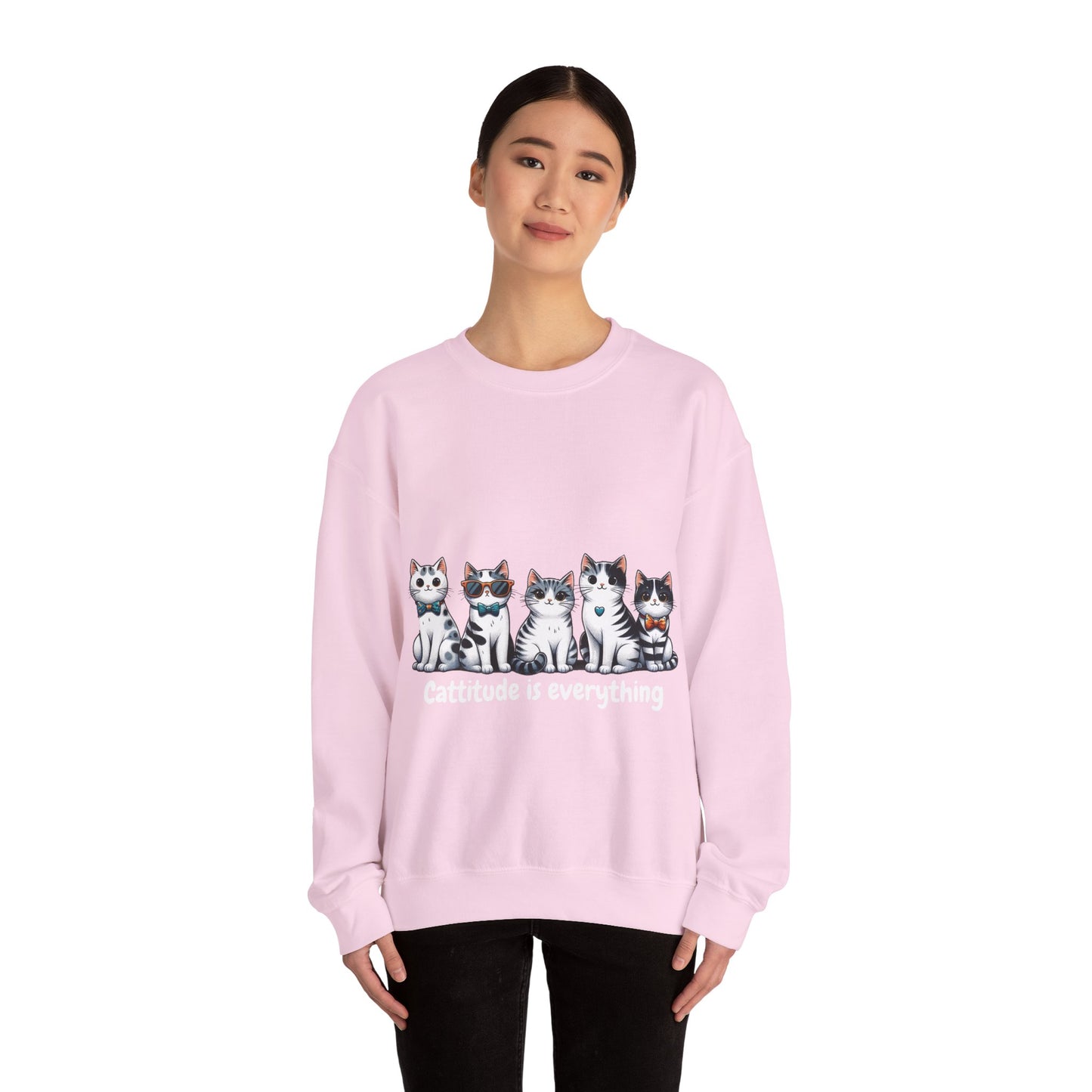 Catitude Is Everything” Unisex Sweater – Cute Cat Graphic Jumper